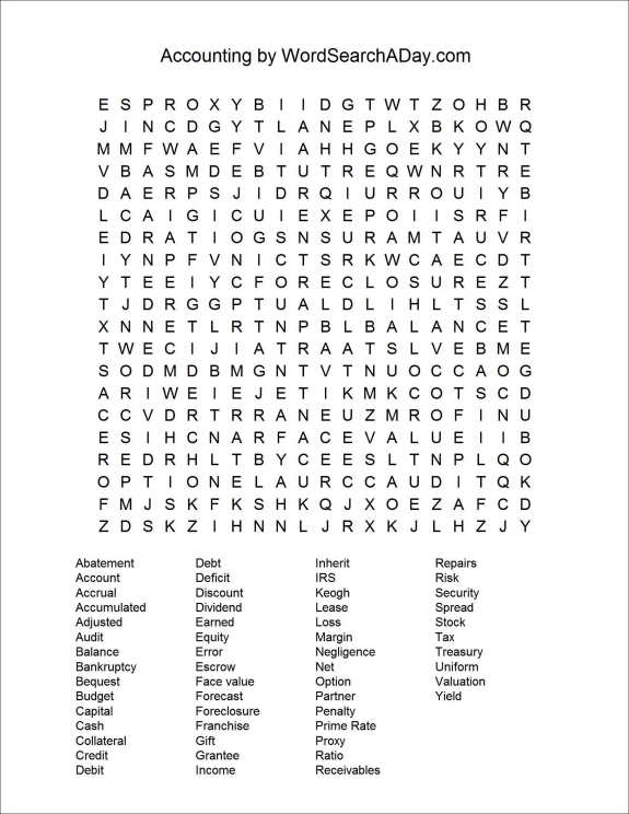 Accounting | Word Search A Day