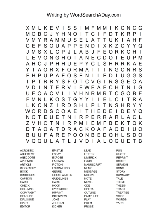 Writing | Word Search A Day